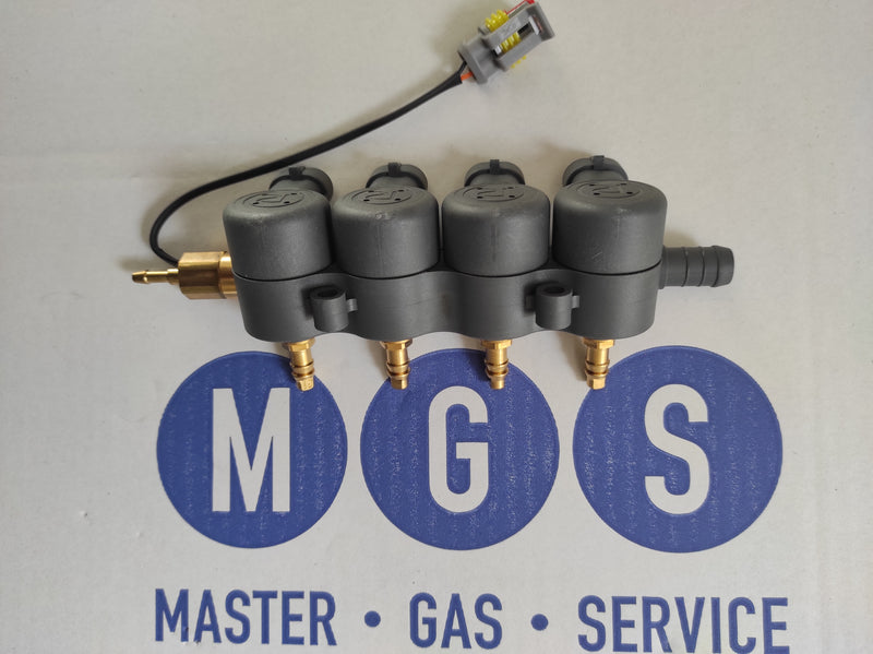 Iniettori Rail 4 Cilindri Unito Romano Autogas Con Sensore Temp Gas Cod. Rr4Fast2-U
