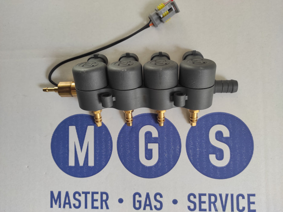 Iniettori Rail 4 Cilindri Unito Romano Autogas Con Sensore Temp Gas Cod. Rr4Fast2-U